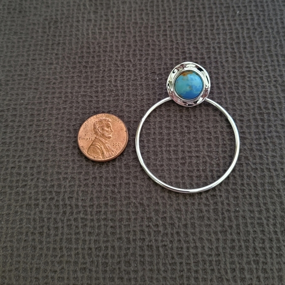 Robert Lee Morris Turquoise🩵 Cabochon Gypsy Hoop Earrings - Picture 5 of 16